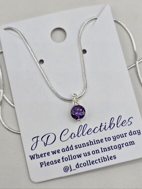 Swarovski Crystal Elements Silver Necklace Purple Amethyst 18 inch Prom Bridal